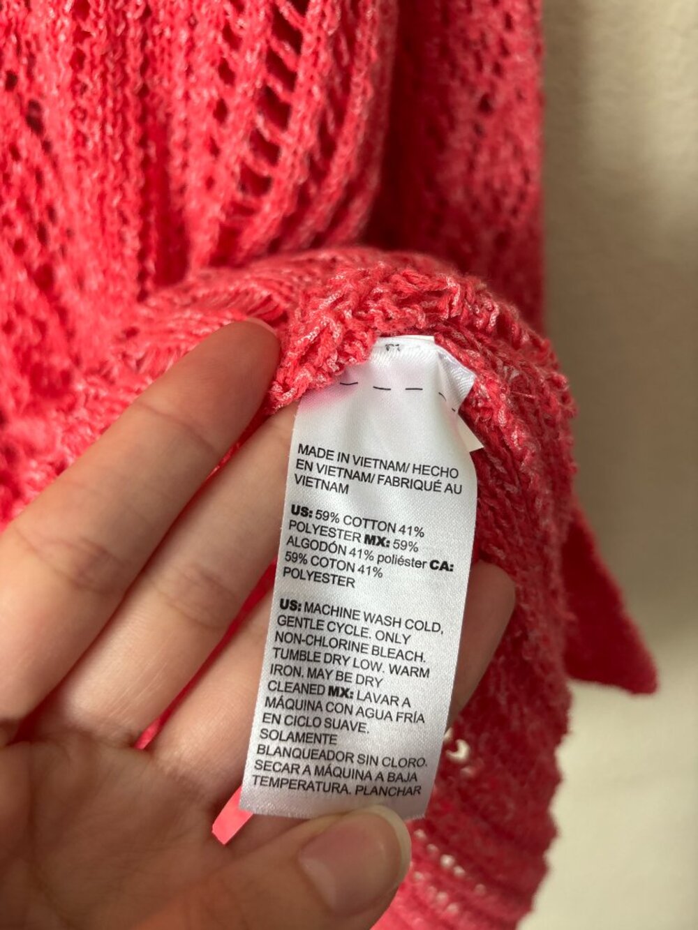 Chico’s Open Stitch Pullover Long Sleeve Lightweight Coral Pink Sweater - Picture 5 of 8